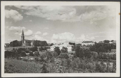 fotopostkaart, Viljandi, Valuoja org, aiand (A. Kelch), kool, Pauluse kirik, u 1938  similar photo
