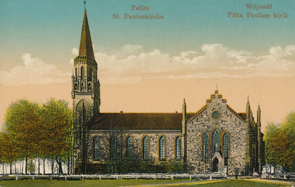 koloreeritud trükipostkaart, Pauluse kirik, u 1905, kirjastaja E. Ring