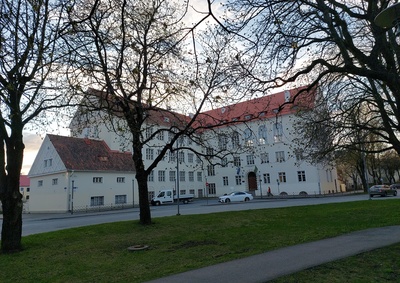 Pelgulinna koolimaja, perspektiivvaade, fotorepro. Arhitekt Herbert Johanson rephoto