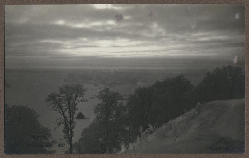foto albumis, Viljandi, lossimäed, Kaevumägi, järv ümbrusega, talv, 1930, foto J. Riet