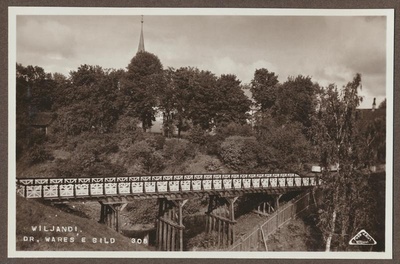foto albumis, Viljandi, lossimäed, Varese sild, eemal Jaani kirik, u 1930, foto J. Riet  duplicate photo