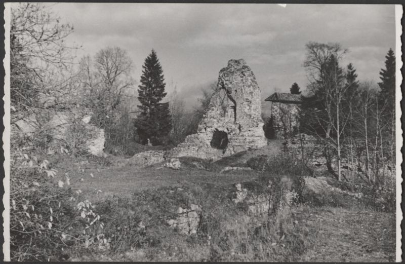 fotopostkaart, Viljandi, Kaevumägi, Mungamüür, värav, u 1958, foto H. Riet