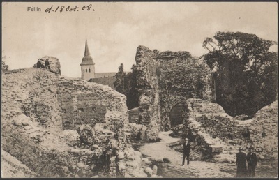 fotopostkaart, Viljandi, Kaevumägi, värav, ümbrus, Jaani kiriku torn, u 1905  duplicate photo