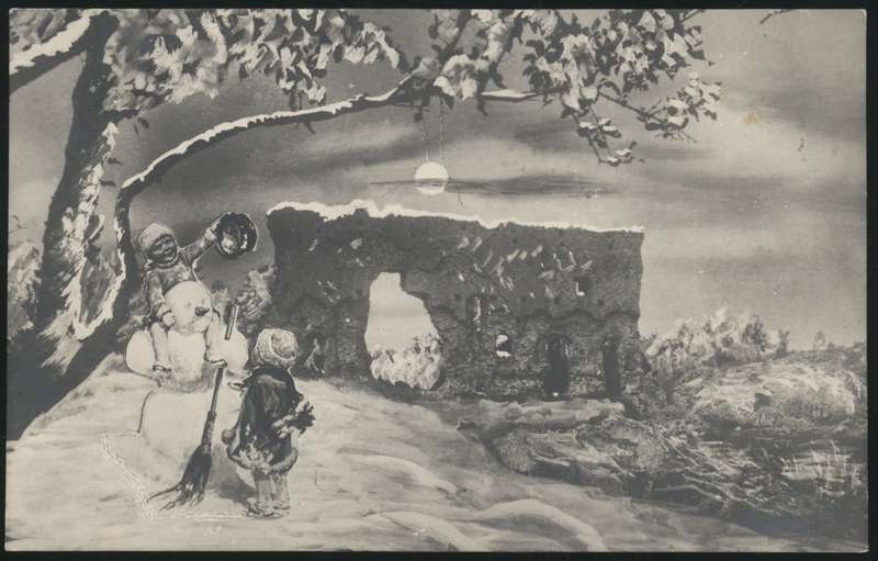 fotopostkaart, jõulukaart, Viljandi, lapsed, jõulumemm, Kaevumägi, u 1922