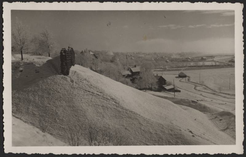 fotopostkaart, Viljandi, Kivistiku linnaosa, II Kirsimäe nõlv, Pikk tn lõpuosa, talv, u 1935, PEHAPILT