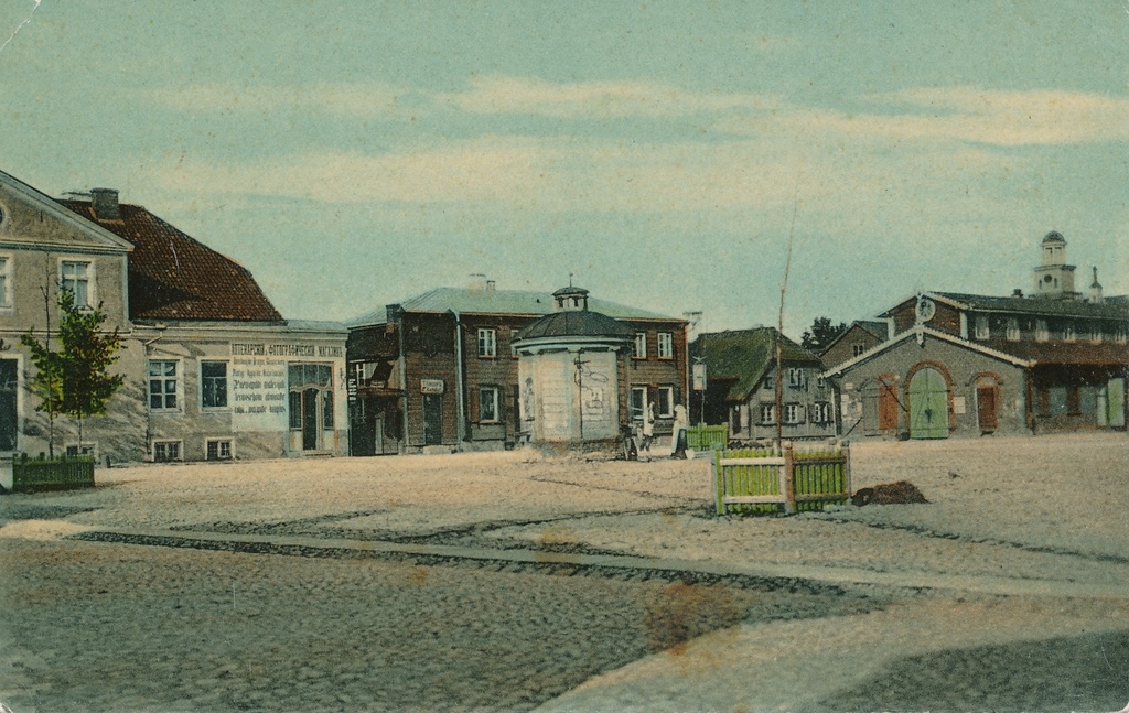 trükipostkaart, koloreeritud, Viljandi, turuplats, teemaja, u 1904, kirjastaja E. Ring