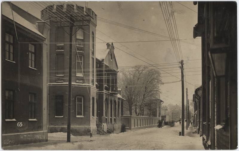 fotopostkaart, Viljandi, Jakobsoni tn, Koidu tn ja Tallinna tn vahel, talv, u 1915, foto J. Riet?