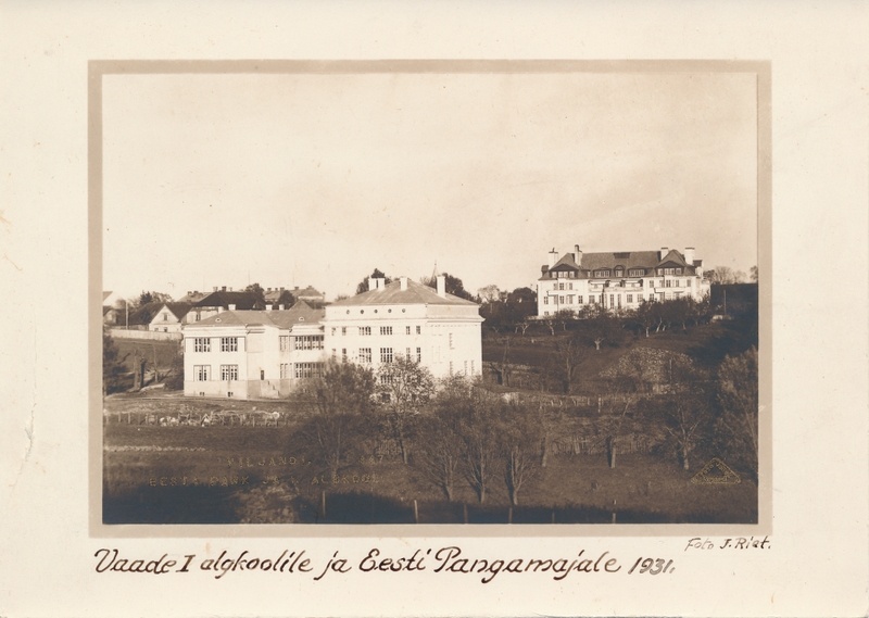 foto Viljandi, Valuoja, kool, pangahoone, 1931 F J.Riet