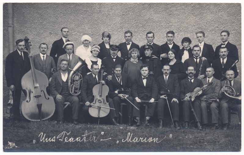 foto, Viljandi, Uus Teater, etendus "Marion", orkester, näitlejad, u 1924