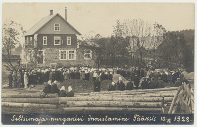 foto, Suure-Jaani khk, Tääksi, seltsimaja nurgakivi õnnistamine, 1928  duplicate photo