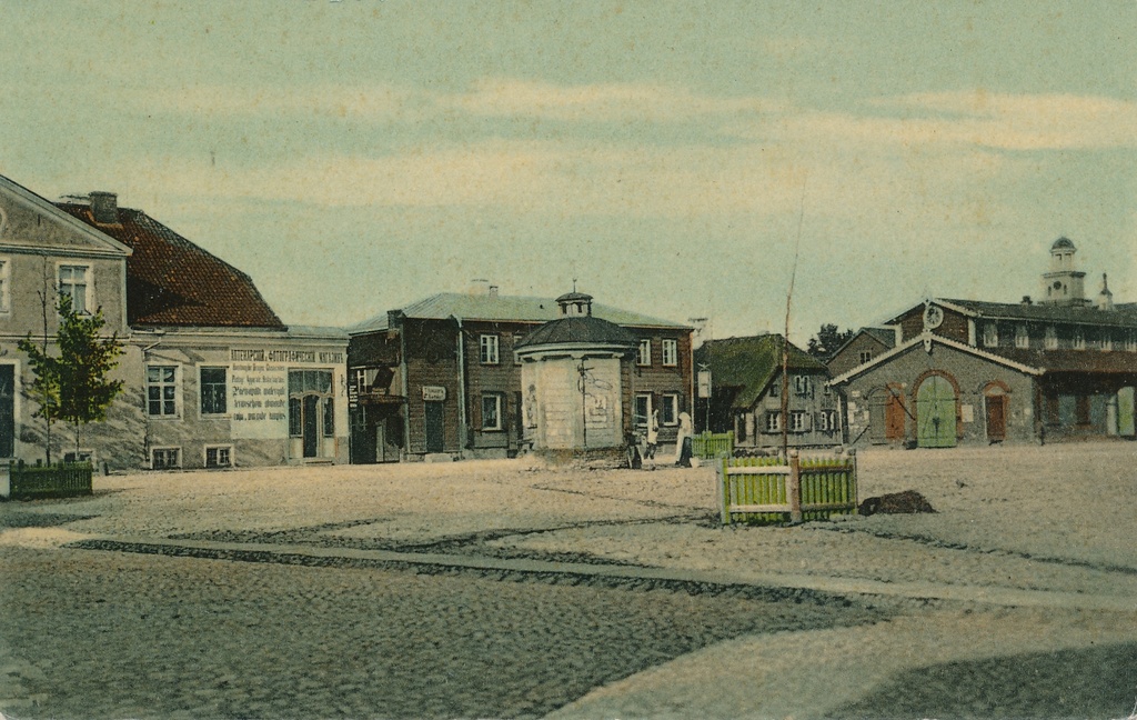 trükipostkaart, koloreeritud, Viljandi, turuplats, teemaja, u 1904, kirjastaja E. Ring