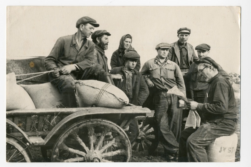 Foto, must-valge, Pärnu Kommunist. Kogunemine põllul