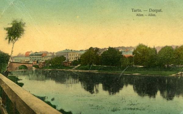 Emajõgi, vaade puusilla juurest Kalda t rinnatiselt Kivisilla suunas. Tartu, 1910.