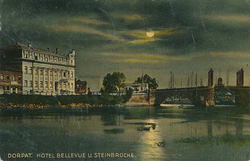 Emajõgi, Kivisild, hotell Bellevue. Tartu, u 1909.