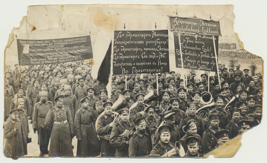 foto, Petrograd, meeleavaldus, eestlased, 1917