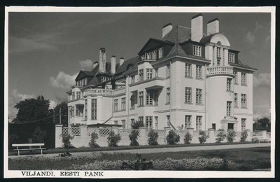 fotopostkaart, Viljandi, Eesti Panga Viljandi osakonna hoone, tagant, u 1935  duplicate photo