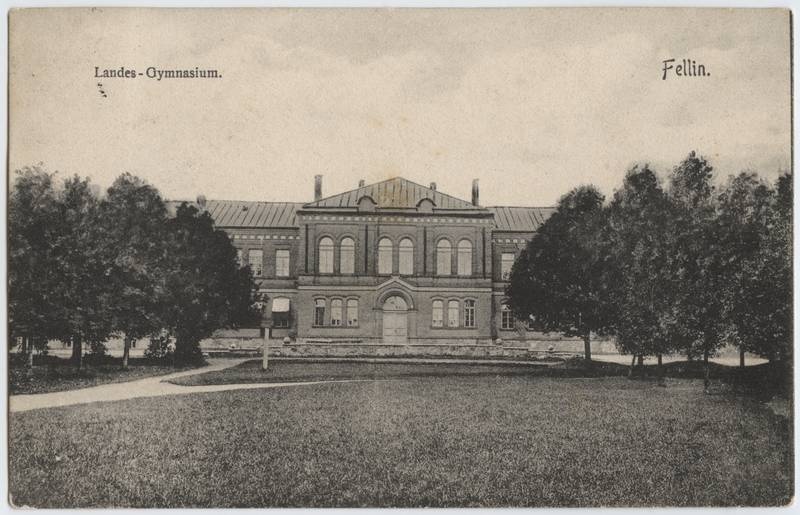 trükipostkaart, Viljandi, Uueveski tee 1, maagümnaasium, u 1910