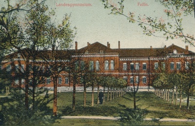 koloreeritud trükipostkaart, Viljandi Maagümnaasium, u 1905  duplicate photo