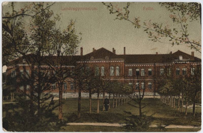 trükipostkaart, Viljandi, Uueveski tee 1, maagümnaasium, koloreeritud, u 1902