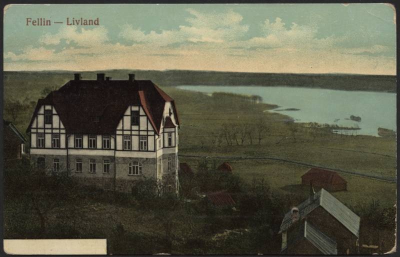 trükipostkaart, Viljandi, Pikk tn 33, G. Rosenberg'i maja, järv, koloreeritud, u 1915, Verlag von E. Ring