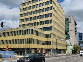 Gasifitseerimise Peavalitsuse (Eesti Gaasi) hoone Tallinnas, vaade hoonele. Arhitekt Miia Masso rephoto