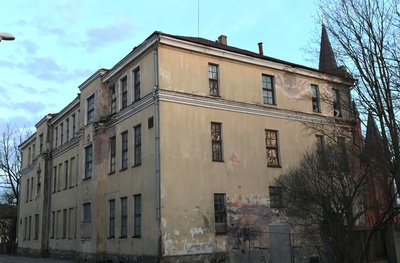 Tartu ehitusmaterjalide tehase portselanitsehh, välisvaade (Peetri 3).  Tartu, 1964. rephoto