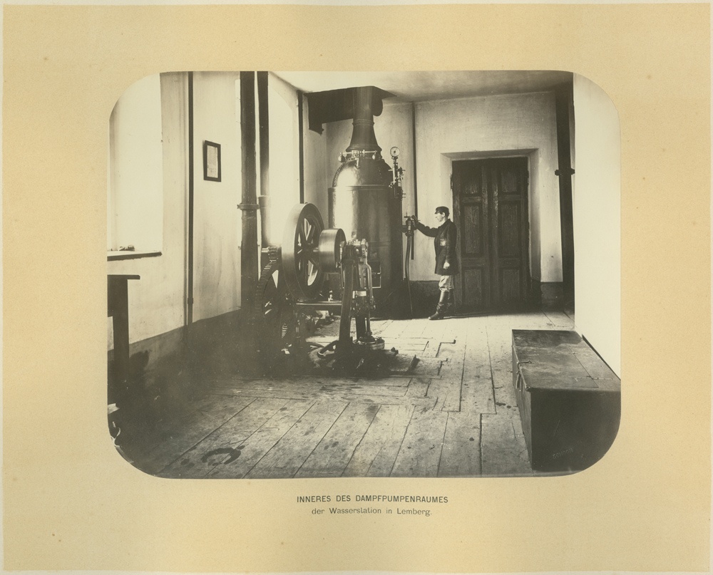 Inside the steam pump room of the water station in Lemberg