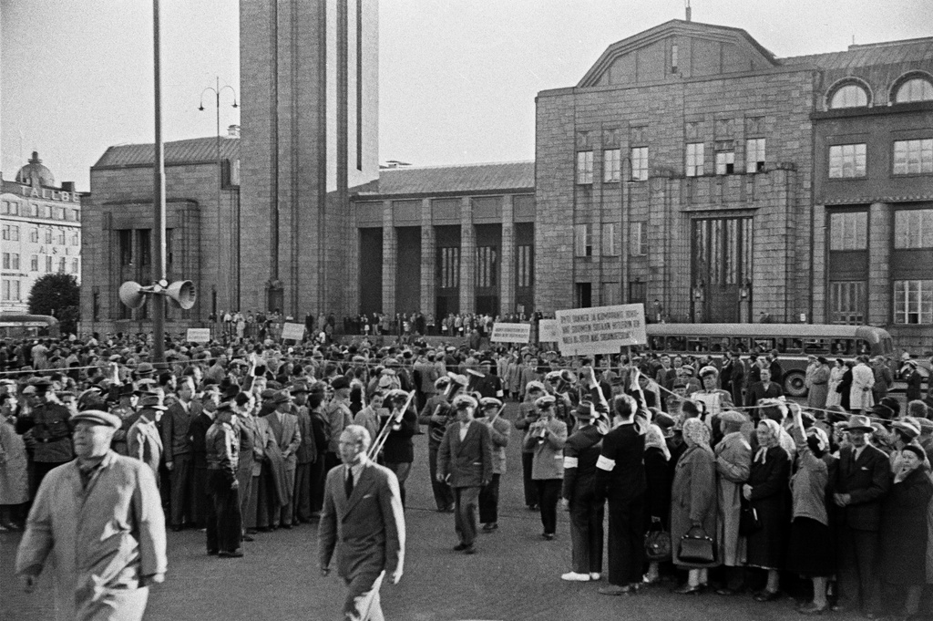 Demonstration at the Railway Tower.