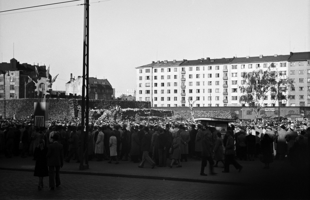 Communist Demonstration at Hakaniementor following the dismissal of Minister Yrjö Leino