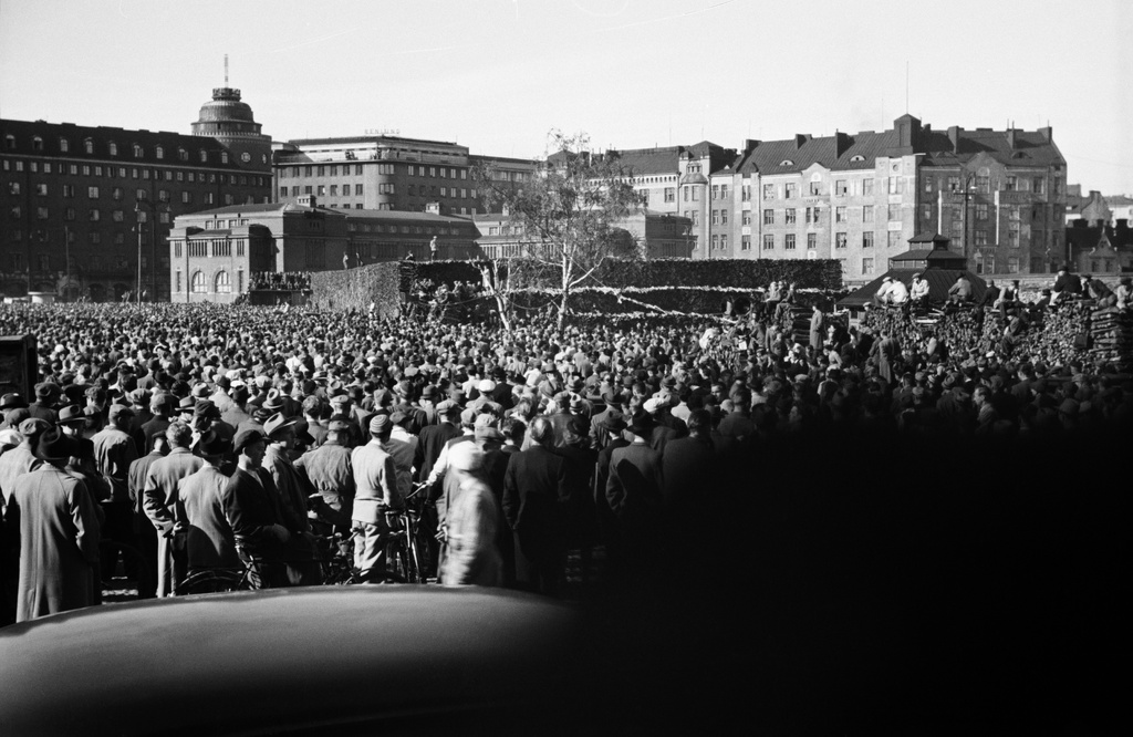 Communist Demonstration at Hakaniementor following the dismissal of Minister Yrjö Leino