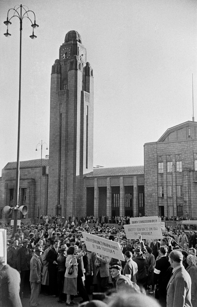 Demonstration at the Railway Tower.