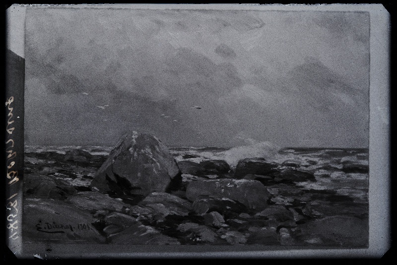 Baltisaksa kunsntniku Eugen Gustav Dückeri õlimaal, rannamaastik, 1904, (26.05.1927 fotokoopia tellija Viljandi Saksa Eragümnaasiumi direktor Arthur Behrsing).