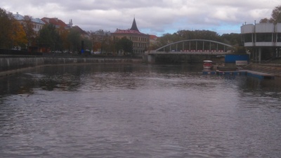 Tartu harbour with stone bridge : Jurjew : Embach mit Steinbrücke rephoto