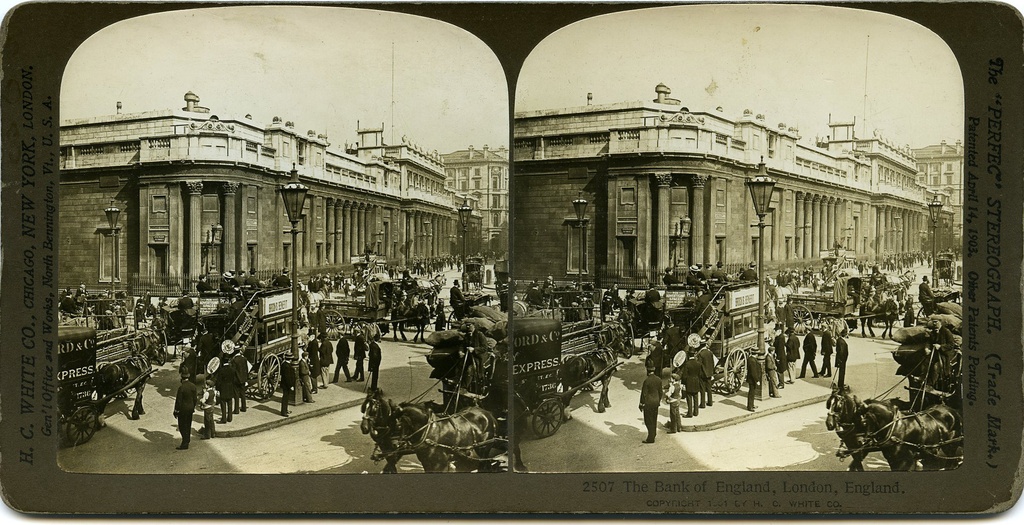 The topic of the Stereoscopic photograph is English bank.