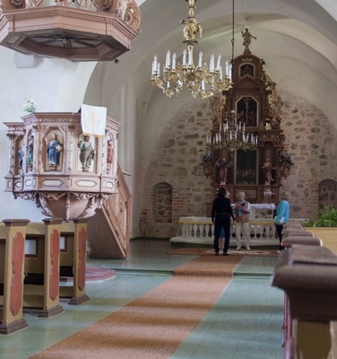 Palamuse Bartholomäuse kirik, sisevaade itta. Rek Reinhold Guleke 1885; Ernst Kühnert 1929 rephoto