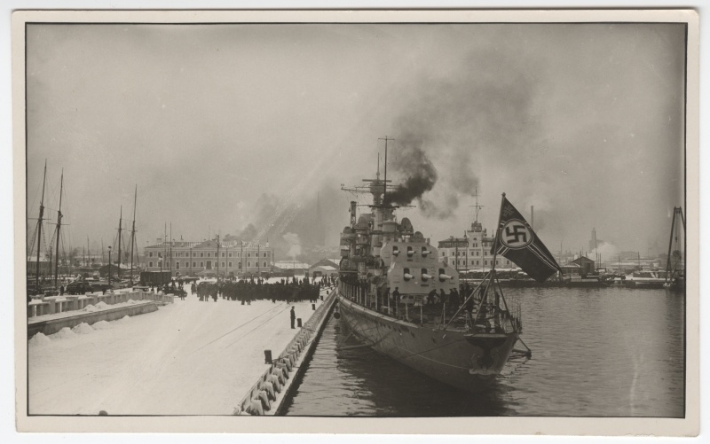 Ristleja "Leipzig" visiit Tallinnasse.
Tallinna sadam, november 1937