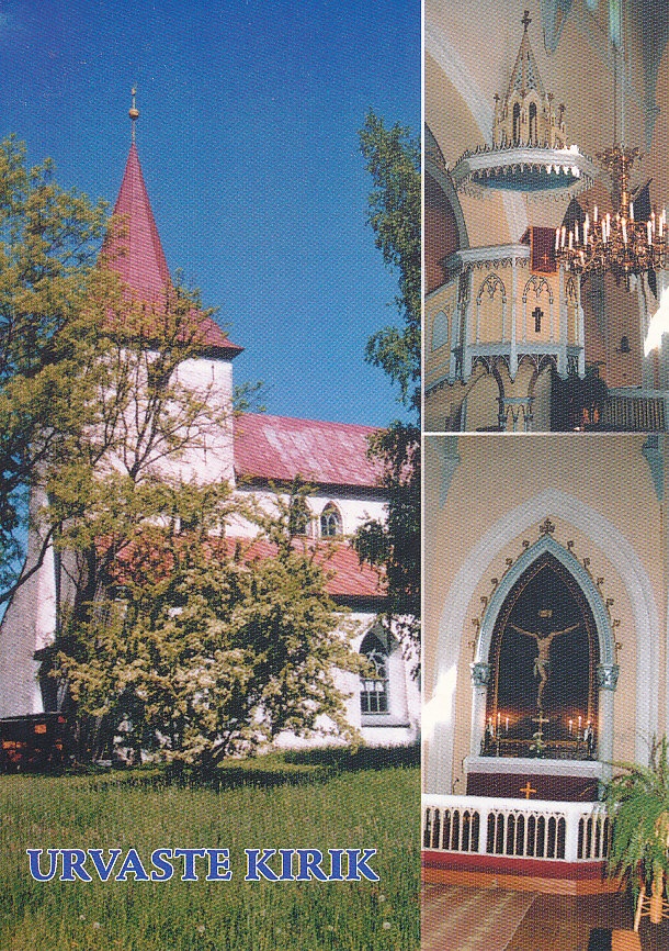 Postkaart. Urvaste kirik. Foto Endel Jänes. 2002. 10 x 15 cm