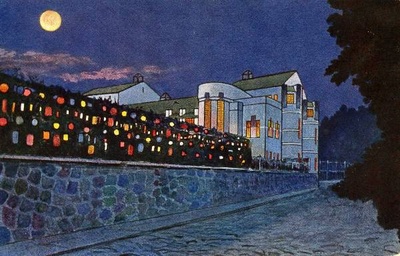 Teater Vanemuine ja selle ees värvituledega kaunistatud aed. 1910-1914.  duplicate photo