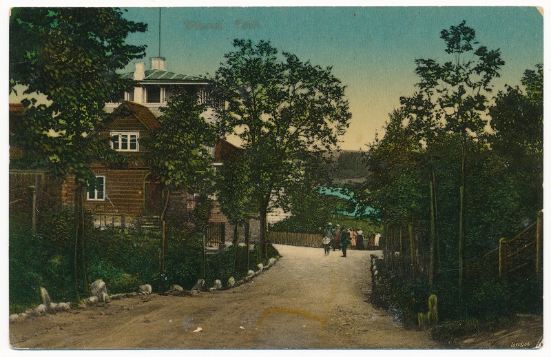 trükipostkaart albumis, Viljandi Trepimägi enne Oru tn u 1903, kirjastus A. Tõllasepp, koloreeritud
