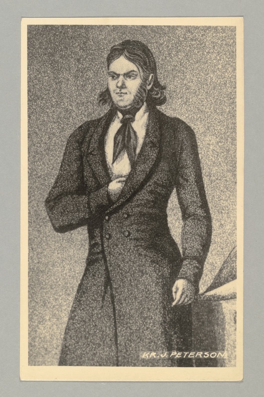 Reprofoto graafilisest lehest. Eesti kirjanike portreed - Kristjan Jaak Peterson.