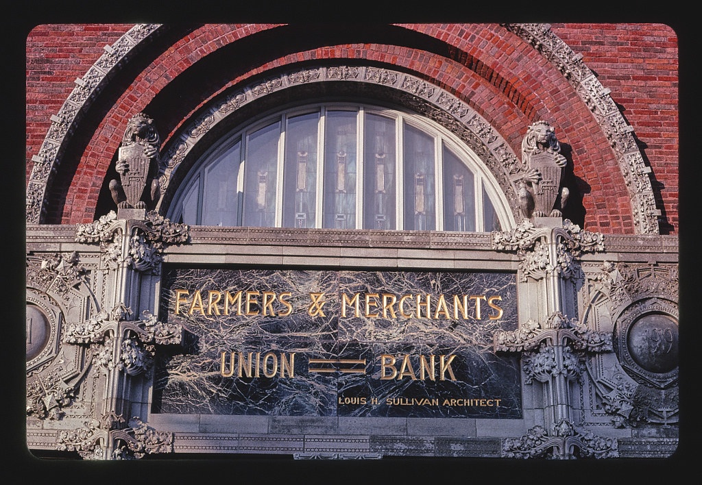 Farmers and Merchants Union Bank by Louis Sullivan, James Street, Columbus, Wisconsin (LOC)