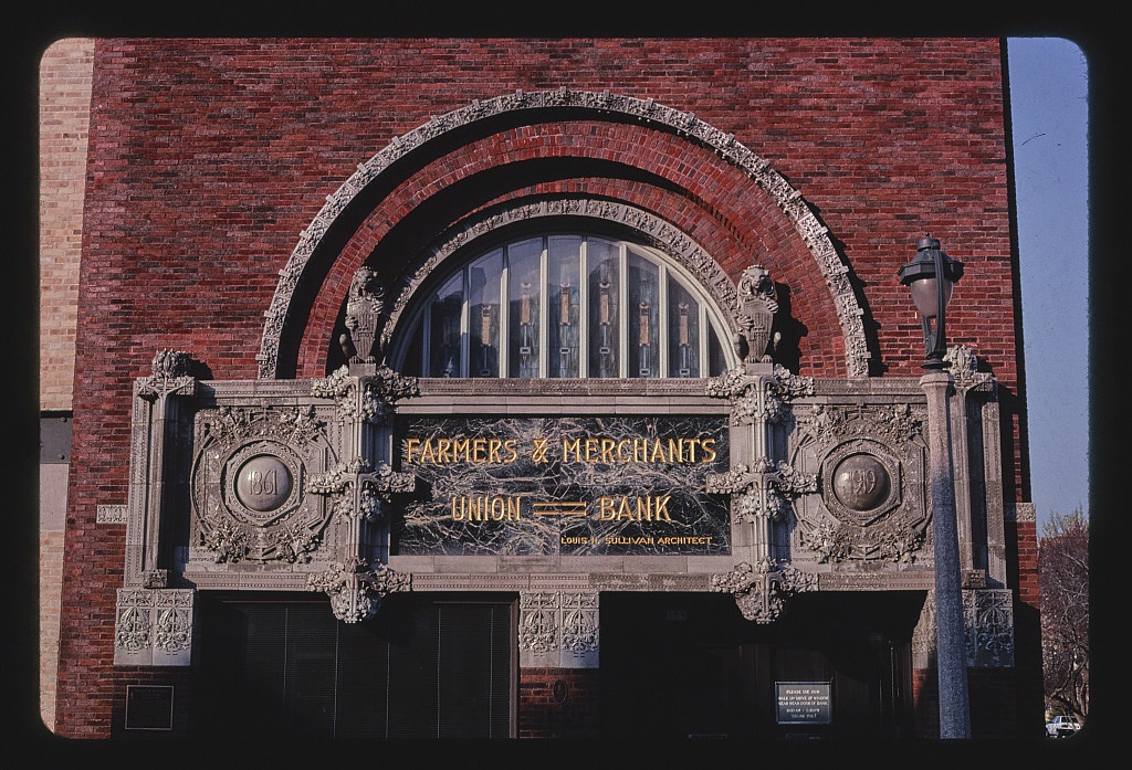 Farmers and Merchants Union Bank by Louis Sullivan, James Street, Columbus, Wisconsin (LOC)