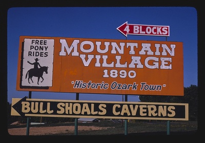 Mountain Village Billboard, Route 178, Bull Shoals, Arkansas (LOC)  duplicate photo