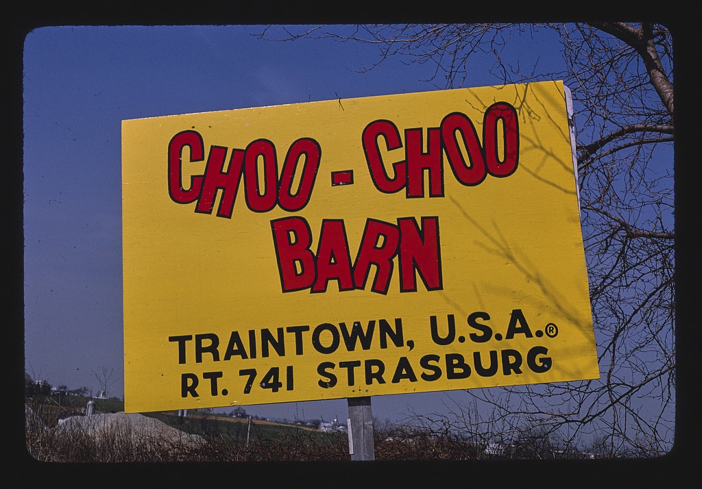 Choo Choo Barn billboard, Route 23, near Blue Ball, Pennsylvania (LOC)