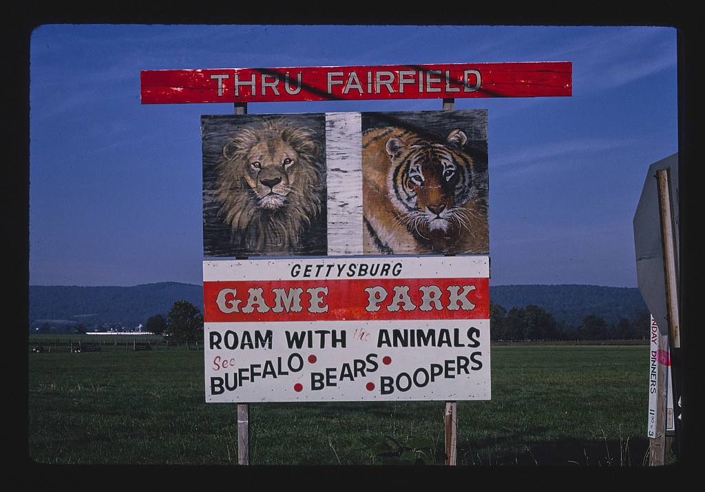 Gettysburg Game Park billboard, horizontal, Route 116, Fairfield, Fairfield, Pennsylvania (LOC)
