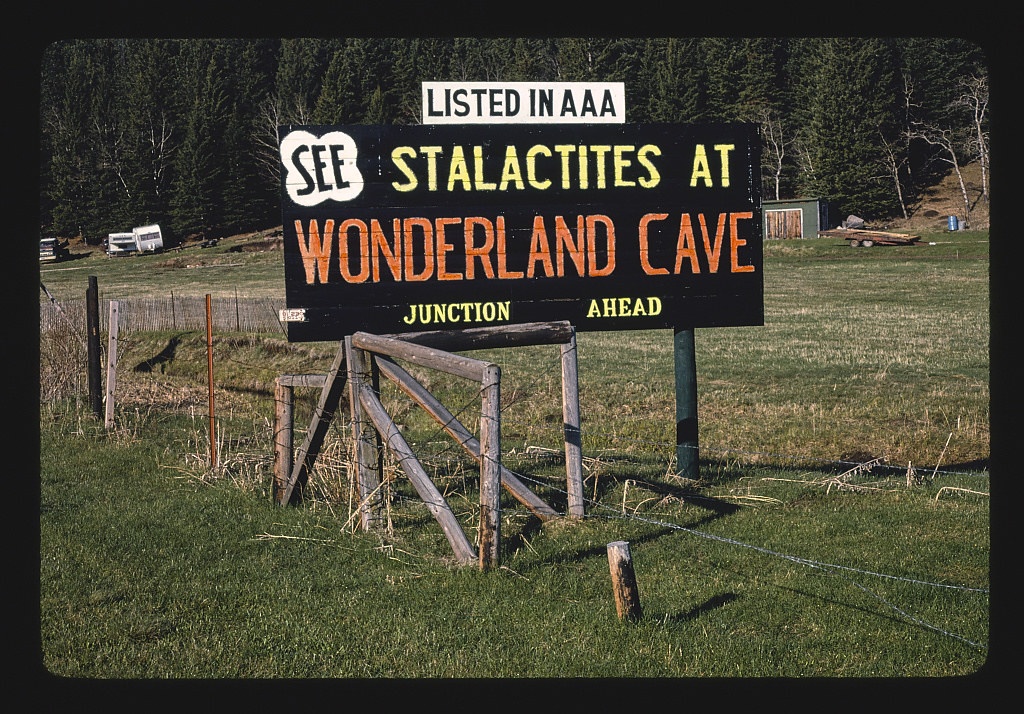 Wonderland Cave billboard, Route 385, Black Hills, South Dakota (LOC)