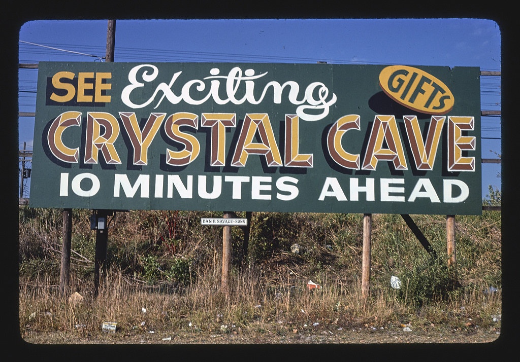 Crystal Cave billboard, Route 65, Springfield, Missouri (LOC)