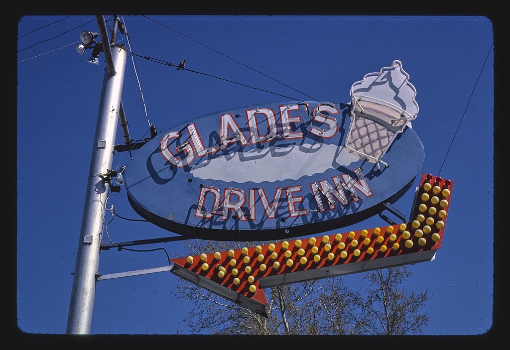 Glade's Drive-In ice cream sign, Route 6, Spanish Fork, Idaho (LOC)