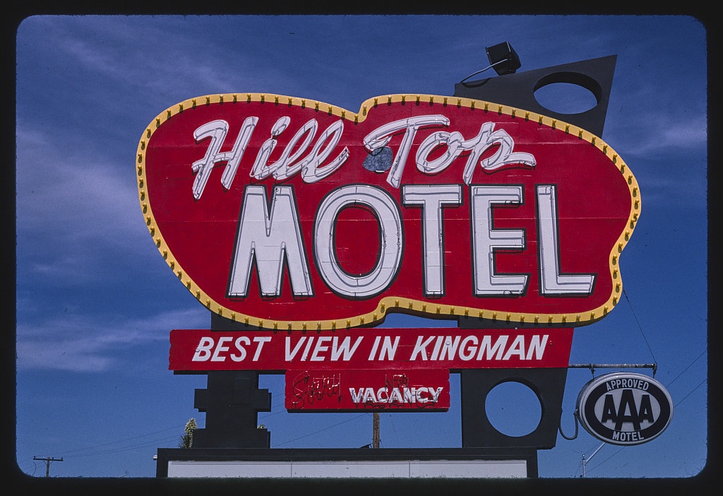 Hilltop Motel sign, Route 66, Kingman, Arizona (LOC)