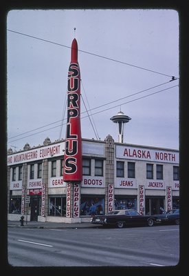 Surplus Store, vertical, 1st Avenue & Battery Street, Seattle, Washington (LOC)  duplicate photo